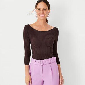 Ann Taylor S scoop-neck stretchy chocolate top